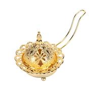 Quemador de Incienso de Metal Vintage, Quemador de Incienso Portátil Bakhoor, Quemador de Incienso de Carbón, Quemador de Mirra, Ideal para Decoración de Oficina y Hogar, Spa y Aromaterapia (dorado)