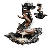 Quemador de Incienso de reflujo, 7, 1x3x6, 4 Pulgadas, Soporte de Incienso de Cascada de Loto Retro con Quemador de Resina Decorativo a Mano de Buda para casa de té, meditación