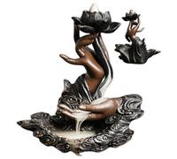 Quemador de Incienso de reflujo, 7, 1x3x6, 4, Soporte de Incienso de Cascada de Loto Retro con Quemador de Resina Decorativo a Mano de Buda, para meditación en casa de té