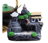 Quemador de incienso de reflujo - Sala de yoga, soporte creativo de sándalo de resina, decoración zen, meditación de aromaterapia, quemador de cono de incienso de reflujo de cascada para el hogar