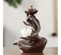 Quemador de Incienso de Reflujo, Soporte de Incienso de Flor de Loto/cascada de Monje, Soporte de Incienso de Cono de Reflujo de Cerámica Hecho a Mano, Aromaterapia para Decoración del Hogar/oficina