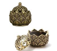 Quemador de Incienso Lotus 2 Piezas Quemador de Incensario Vintage Mini Quemador de Incienso de Latón con Aleación Soportes de Loto de Latón Portainciensos para Casa Oficina Casa de Te Decoración