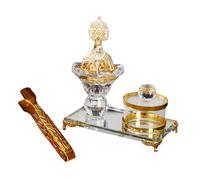 Quemador de incienso, quemador de bobina de Oriente Medio con pinza, portavelas decorativo, aromaterapia para sala de meditación, estudio de yoga, casa de té y uso en spa, 5.5 x 4.72 x 2.95 pulgadas