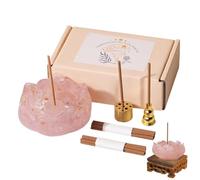 Quemador de incienso - Soporte de cristal hecho a mano, bandeja recolectora de cenizas, soporte de aroma natural | Set para yoga, meditación, spa, aromaterapia, relajación, espacio zen, decoración del