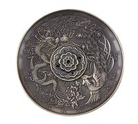 Quemador de Incienso, Soporte de Incienso Quemador de Incienso de Bronce Incensario Tallado de Dragón Phoenix Plato de Incienso Decoración de Hogar Fengshui(Bronce)