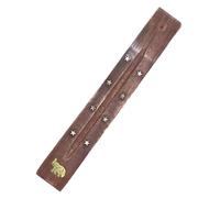 Quemador de incienso, soporte para incienso, soporte para incienso hecho a mano con un patrón único, bandeja de madera con atrapa cenizas, decoración para la cocina, el estudio