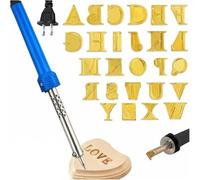 Quemador de leña con sellos de letras, molde de cobre de 26 letras, kit de alfabeto for quemar madera, sellos calientes for herramienta de quema de madera for tallado en relieve de cuero y madera(26 L