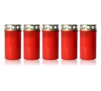 Quemador de luz para tumba n.º 3 con tapa dorada roja, quemador de larga duración, juego de 5 velas para tumba, quemador de día.