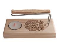 Quemador de Palo Santo Artesanal con Grabado de Odín, Incluye Vela y Soporte de Madera Nórdica - YA-DECOREGALOS