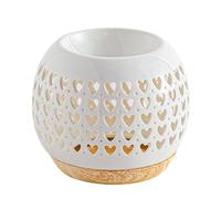 Quemador de Perfume de cerámica corazón - Quemador Fondant perfumado - Objeto Artesanal de Moda - Romaterapia fácil - Difusor de aceites Esenciales, Aromas y fragancias, Capacidad 50 ml - 9,5 cm -