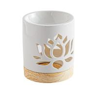 Quemador de perfume de cerámica de nenúfar - Quemador Fondant perfumado - Objeto artesanal de moda Lotus - Romaterapia Fácil- Difusor de aceites esenciales, aromas y fragancias - - 50 ml - H 10,5 cm -