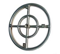 Quemador de propano de acero inoxidable de 12 pulgadas para anillo de encendido anular de gas para anillo para anillo para jardín al aire libre, kit de escape de Brasero, control de válvula, plata