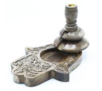 Quemador de reflujo de madera de mango Med Hamsa