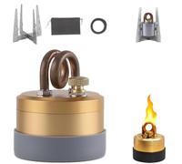 Quemador portátil de espíritu para camping, quemador de espíritu para exteriores, con soporte, mini hornillo de alcohol, para camping, senderismo, excursiones, viajes, cocina de emergencia (dorado)