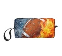 Quemando fútbol Americano en Fuego, Bolsa de Maquillaje Bolsa de cosméticos Bolsa de artículos de tocador de Viaje portátil Bolsa de Maquillaje