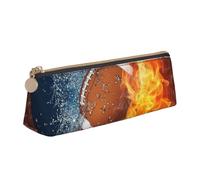 Quemando fútbol Americano en Fuego, Estuche para lápices con Forma de triángulo, Estuche portátil de Cuero con Cremallera, Estuche para cosméticos