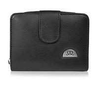 Quenchy London Cartera Monedero de Piel con Bloqueo RFID para Mujer con Múltiples Espacios para Tarjetas de Crédito y Bolsillos con Cierre con Cremallera, Sección de Monedas (Negro) - Q330K