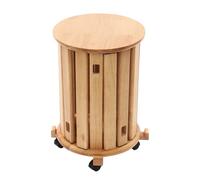 Quenoxo Juego de taburetes apilables 4 en 1 de madera maciza, mesa auxiliar versátil y mesita de noche con ruedas, ahorra espacio para salón, dormitorio y comedor