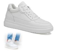 Quenta Zapatillas de ascensor invisibles para hombre - Zapatillas ligeras Elevate con 10 cm de altura de elevación, malla transpirable, zapatillas deportivas unisex, 6 cm blanco, 45 EU