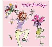 Quentin Blake Leaping Happy Birthday Greeting Card Square Humour Range Cards