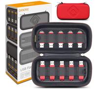 QUENZROC Funda rigida para Organizar y Guardar 20 Memorias USB - Estuche con Alta Capacidad de Memoria Flash USB - Rojo