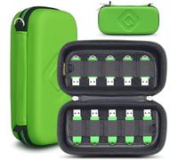 QUENZROC Funda rigida para Organizar y Guardar 20 Memorias USB - Estuche con Alta Capacidad de Memoria Flash USB - Verde