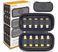 QUENZROC Funda rigida para Organizar y Guardar 20 Memorias USB - Estuche con Alta Capacidad de Memoria Flash USB - Negro