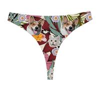 Quepitty Tanga personalizada para mujer, tanga personalizada, bragas con texto en inglés "Face On It", para San Valentín, Navidad, Hojas coloridas, color claro, XS