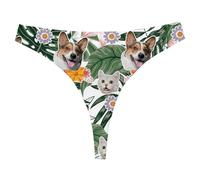 Quepitty Tanga personalizada para mujer, tanga personalizada, bragas con texto en inglés "Face On It", para San Valentín, Navidad, Hojas verdes, blanco, XS