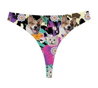Quepitty Tanga personalizada para mujer, tanga personalizada, bragas con texto en inglés "Face On It", para San Valentín, Navidad, Flores: estampado de leopardo, XS