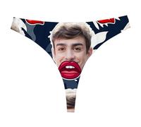 Quepitty Tanga personalizada para mujer, tanga personalizada, bragas con texto en inglés "Face On It", para San Valentín, Navidad, Hojas - Negro, XS