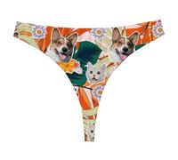 Quepitty Tanga personalizada para mujer, tanga personalizada, bragas con texto en inglés "Face On It", para San Valentín, Navidad, Hojas naranjas, color claro, XS