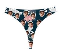 Quepitty Tangas de ropa interior personalizadas para mujer, ropa interior personalizada con nombre, imagen, texto, regalo de San Valentín para ella, Grulla de corona roja - Azul oscuro, XS