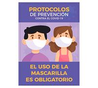 Queraltó QDECO-14/COV4 - Vinilo adhesivo, Prevención Covid-19, 42x29,7 cm, Uso mascarilla