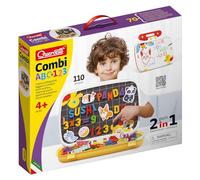 Quercetti - 5285 Combi ABC / 123 - Pizarra de Letras y números magnéticos, Juegos educativos