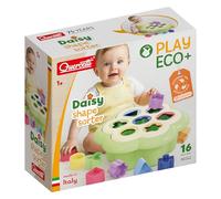 Quercetti Daisy Shape Sorter Eco Regalo Niño 1 Año Made in Italy | Juego de Encajables Bebe 1 Año con 7 Formas y Colores, Cesto Flor Contenedor, Bloques Apilables Bebe 1 Año