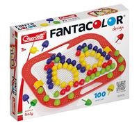 Quercetti - FantaColor Design - Juego Educativo con 100 Clavijas de Colores - Tablero Perforado y Cesta-Cornisa - Desarrolla Creatividad y Habilidades Motoras - A partir de 3 años - 0905
