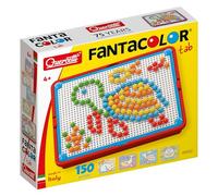 Quercetti - FantaColor Tab - Juego Educativo de Mosaico con 150 Clavijas de Colores - Tablero Perforado con Marco y Cesta - Desarrolla Creatividad y Habilidades Motoras - A partir de 4 años