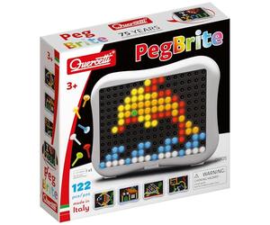 Quercetti Peg Brite, Juguetes Niños 3 Años, Mosaico Luminoso con 120 Clavos Transparentes, Montessori 3 Años, Lámpara LED para Crear Mosaicos Infantiles Creativos, Manualidades Niños, Made in Italy