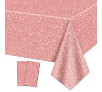 QUERICKY Manteles de Color Rosa y Dorado, 220 x 130 cm, Lentejuelas Impresas, decoración de Fondo con Purpurina Rosa para niñas, cumpleaños, Boda, graduación, Fiesta de Princesa