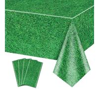 QUERICKY Paquete de 4 manteles de Hierba Verde, 220x130 cm, patrón de Hierba, Mantel de Campo de fútbol de Golf, para Fiestas temáticas Deportivas, Suministros de decoración de Eventos Deportivos
