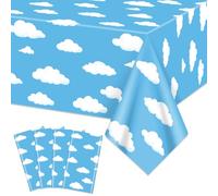 QUERICKY Paquete de 4 manteles de Nubes Blancas y Cielo Azul, 137x274 cm, decoración de Historias para Fiestas de cumpleaños de niños, Fiestas de Baby Shower