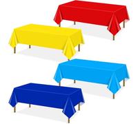 QUERICKY Paquete de 4 Manteles para Fiesta de Carnaval, 220x130cm Rojo Azul Amarillo, Mantel Rectangular de Circo para Fiestas de Cumpleaños, Carnaval y Graduación