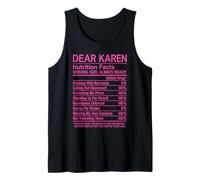 Querida Karen Datos Nutricionales Molesto Actitud Divertida Chica Nope Camiseta sin Mangas
