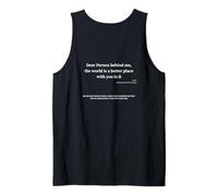 Querida Persona detrás de mí, el Mundo está Feliz de Que estés en él Camiseta sin Mangas