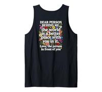 Querida Persona detrás de mí Mensaje Positivo Amabilidad Inspiración Camiseta sin Mangas