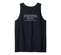Querida Persona detrás de mí Mensaje Positivo Amabilidad Inspiración Camiseta sin Mangas