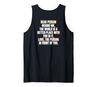 Querida Persona detrás de mí Mensaje Positivo Amabilidad Inspiración Camiseta sin Mangas