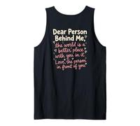 Querida Persona detrás de mí Mensaje Positivo Amabilidad Inspiración Camiseta sin Mangas
