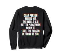 Querida Persona detrás de mí Mensaje Positivo Amabilidad Inspiración Sudadera